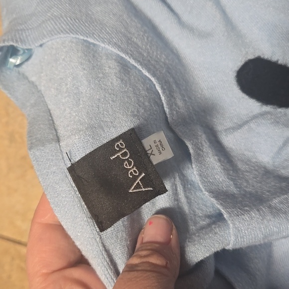 Aaeda Sweater Floral Blue Shirt XL Top - Picture 5 of 6